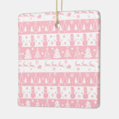 かわいいピンクのクリスマス・ウィンターギフト セラミックオーナメント (左)