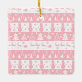 かわいいピンクのクリスマス・ウィンターギフト セラミックオーナメント