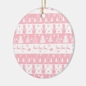 かわいいピンクのクリスマス・ウィンターギフト セラミックオーナメント (左)