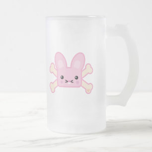 かわいいピンクのクロスボーン フロストグラスビールジョッキ