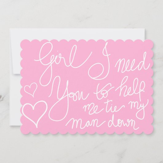 かわいいピンクのクールなスクリプトタイポグラフィのブライズメイド 招待状 (正面)