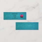 かわいいピンクのグリッターのカップケーキのターコイズのグリッター スキニー名刺 (正面/裏面)
