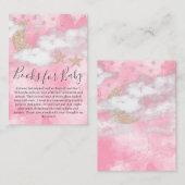 かわいいピンクのグリッタームーンスターが赤ちゃんシャワー用の本 エンクロージャーカード (正面/裏面)