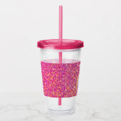 かわいいピンクのグリッター一角パーソナライズされたファンタジー アクリルタンブラー (右)
