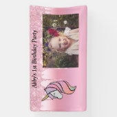 かわいいピンクのグリッター垂れ  横断幕 (縦)