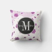 かわいいピンクのグリッター紅葉あなたの名前を追加 クッション (正面)