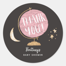 かわいいピンクのグローブアドベンチャーテーマベビーシャワーの好意 ラウンドシール