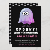 かわいいピンクのグーグルアイズゴースト：怖い＆気まぐれ 招待状 (正面/裏面)