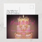 かわいいピンクのケーキの誕生日おめでとうメッセージカード ポストカード (正面/裏面)