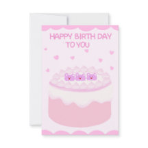 かわいいピンクのケーキ ハッピーバースデー