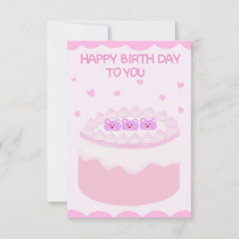 かわいいピンクのケーキ ハッピーバースデー カード