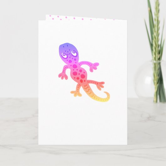 かわいいピンクのゲッコリザードガールズフォト誕生日 カード (裏面)