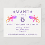 かわいいピンクのゲッコ女子バースデーパーティー インビテーションポストカード (裏面)