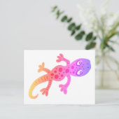 かわいいピンクのゲッコ女子バースデーパーティー インビテーションポストカード (スタンド正面)