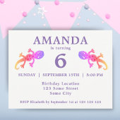 かわいいピンクのゲッコ女子バースデーパーティー インビテーションポストカード