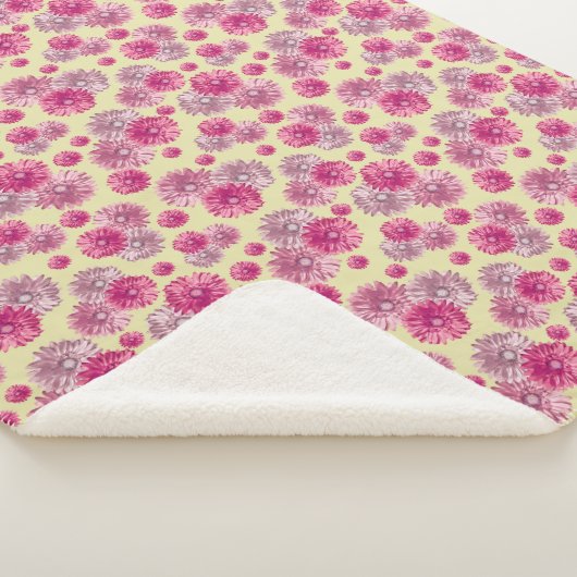 かわいいピンクのゲルバダイジー花のソフトブランケット シェルパブランケット (3/4)