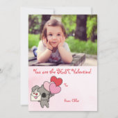 かわいいピンクのコアラ写真キッズクラスルームのバレンタイン シーズンカード (正面)