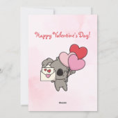 かわいいピンクのコアラ写真キッズクラスルームのバレンタイン シーズンカード (裏面)