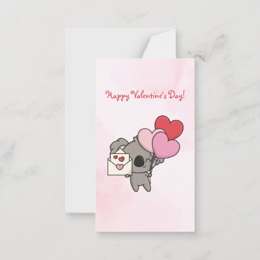 かわいいピンクのコアラ写真キッズクラスルームのバレンタイン ノートカード (裏面)