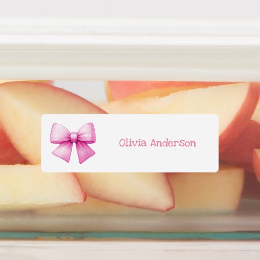 かわいいピンクのコケット弓の美的防水キッズ ラベル (貼付)