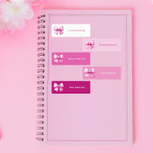 かわいいピンクのコケット弓の美的防水キッズ ラベル