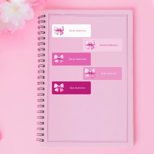 かわいいピンクのコケット弓の美的防水キッズ ラベル