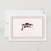 かわいいピンクのコケット弓卒業 出欠カード (正面)