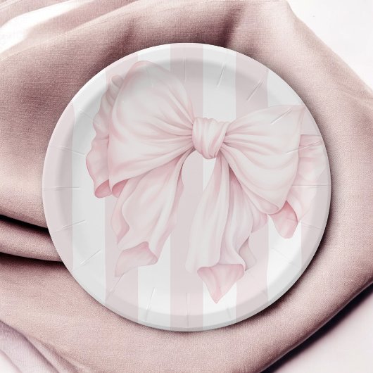 かわいいピンクのコケット弓女の子ベビーシャワー ペーパープレート