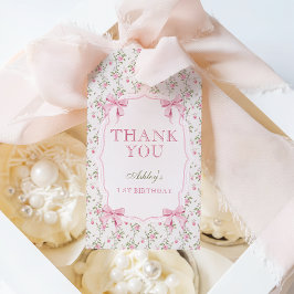 かわいいピンクのコケット弓1st誕生日 ギフトタグ