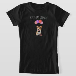 かわいいピンクのコーギーの誕生日ガール Tシャツ