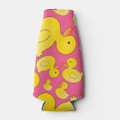 かわいいピンクのゴムアヒル ボトルクーラー (正面)