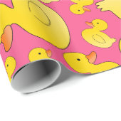 かわいいピンクのゴムアヒル ラッピングペーパー (ロールコーナー)