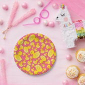 かわいいピンクのゴム製アヒル ペーパープレート (パーティー)