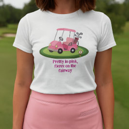 かわいいピンクのゴルフカートスローガン Tシャツ