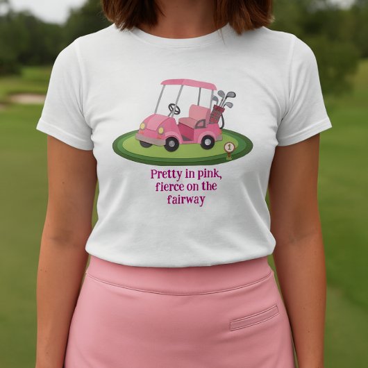 かわいいピンクのゴルフカートスローガン Tシャツ
