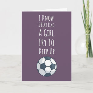 かわいいピンクのサッカー女子 カード