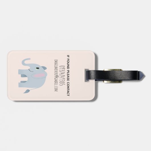 かわいいピンクのサファリ動物キリン・ゼブラの子供たち ラゲッジタグ (裏面横)