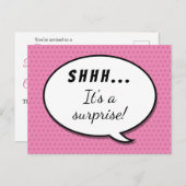 かわいいピンクのサプライズ誕生日パーティーのスピーチのバブル インビテーションポストカード (正面/裏面)