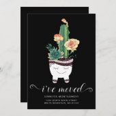 かわいいピンクのサボテンがおもしろいポット移動 案内状 (正面/裏面)