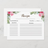 かわいいピンクのサボテンレシピカード ポストカード (正面/裏面)