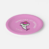 かわいいピンクのサメ赤ちゃん女の子1歳の誕生日 ペーパープレート (アングル)