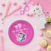 かわいいピンクのサメ |ピンクバルーン誕生日 ペーパープレート (パーティー)