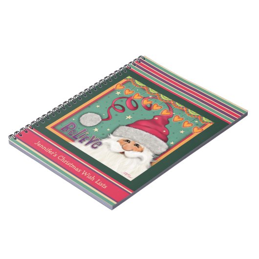 かわいいピンクのサンタさん クリスマスの子供の願いリスト ノートブック (左側)