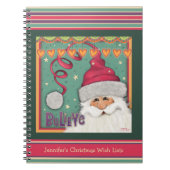 かわいいピンクのサンタさん クリスマスの子供の願いリスト ノートブック (正面)