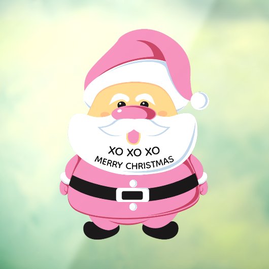かわいいピンクのサンタクロースのクリスマス ウィンドウサイン (シート3)