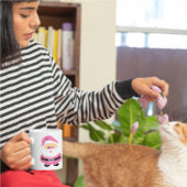 かわいいピンクのサンタクロースのクリスマス コーヒーマグカップ