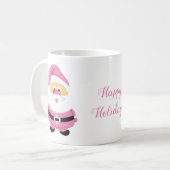 かわいいピンクのサンタクロースのクリスマス コーヒーマグカップ (正面左)