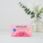 かわいいピンクのサンベイビーシッティング·アース·ムーン·ナニーサービス 名刺 (スタンド正面)
