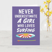 かわいいピンクのサーファーカード　子供の女の子のためのサーフィン　サーフ カード (黄色い花)