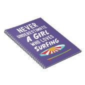 かわいいピンクのサーファーグッズ 子供 女の子 サーフィン サーフ ノートブック (右側)
